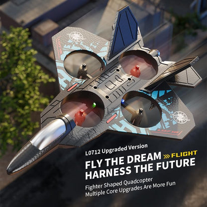 2-in-1 RC Jet Fighter & Mini Quadcopter Drone - 360° Stunt Flip, 2.4GHz Easy-to-Fly Remote Control Plane for Kids & Adults