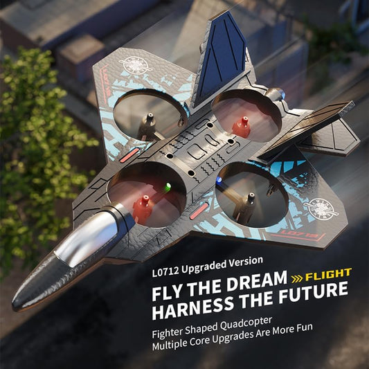 2-in-1 RC Jet Fighter & Mini Quadcopter Drone - 360° Stunt Flip, 2.4GHz Easy-to-Fly Remote Control Plane for Kids & Adults